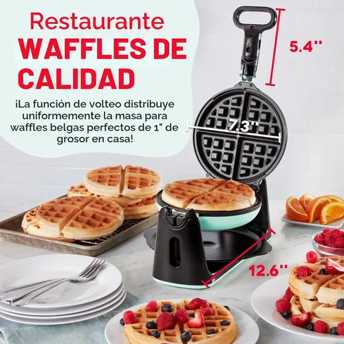 Vista 2 de Dash Máquina de gofres belga Flip - Superficie antiadherente - Máquina giratoria de gofres belga con sistema de calentamiento rápido para desayunos