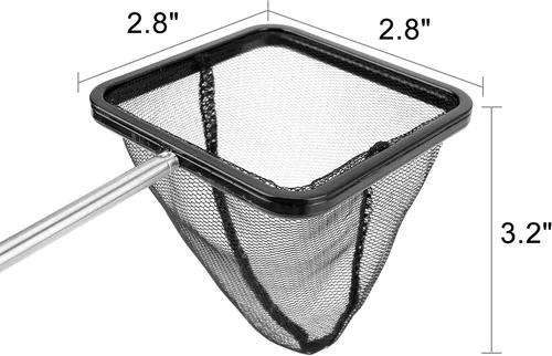 Vista 2 de Red de acuario con mango largo extensible de acero inoxidable, malla fina para pecera