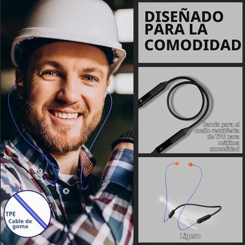 Vista 3 de Auriculares Bluetooth con reducción de ruido de 29 dB para el trabajo, auriculares inalámbricos con banda para el cuello con batería de 30 horas