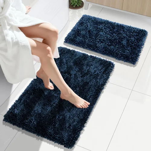 Vista 15 de Yimobra Juego de 2 alfombras de baño, alfombra de baño suave y absorbente y alfombra de inodoro en forma de U con respaldo antideslizante, alfombras