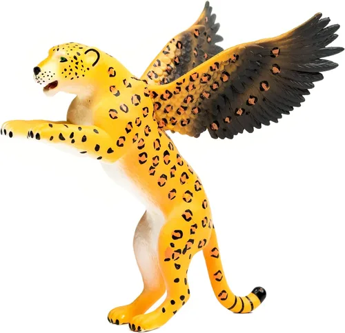 Vista 2 de Randimals Figura de leopardo de juguete con alas de águila de 5 pulgadas, figura de acción de animal de goma dura de alta calidad, amigo híbrido