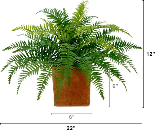 Vista 2 de Nearly Natural Planta de helecho artificial de 22 pulgadas en maceta decorativa