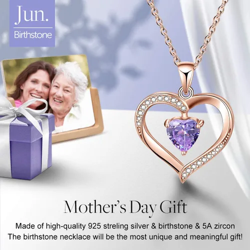 Vista 2 de Esberry - Regalos para el Día de San Valentín - Collar de amor eterno con dije de corazón de plata de ley 925 chapado en oro de 18 quilates