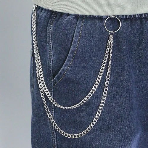 Vista 8 de Cadena de pantalón punk para mujeres y hombres, estilo vintage, gótico, remache, Mansard, cadena de pantalones de los años 80 y 90, hip hop, cadena