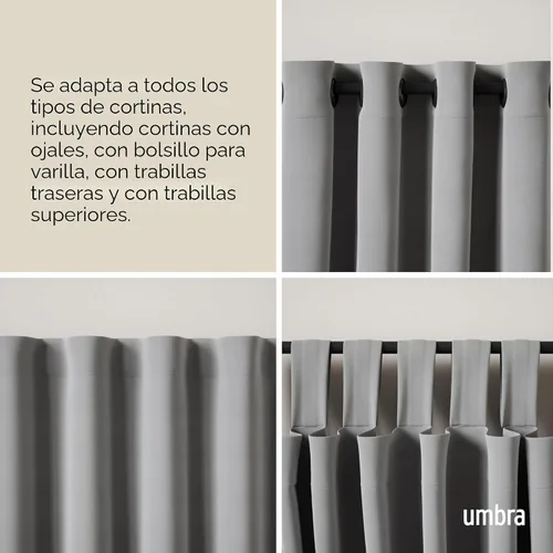 Vista 4 de Umbra Twilight Juego de Barras para Cortinas – Diseño Envolvente Ideal para Paneles Blackout o de Oscurecimiento de Habitación, 30 a 84 Pulgadas