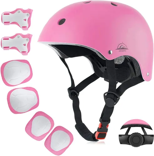 Vista 10 de Juego de casco de bicicleta para niños, certificado por la CPSC con rodilleras, coderas, muñequeras, casco ajustable para edades de 3-5-8-15 años