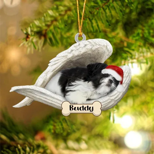 Vista 88 de Afghan Hounds - Adorno de Navidad con alas de ángel durmiente, recuerdo personalizado para perros 2024, adorno de forma acrílica, regalos