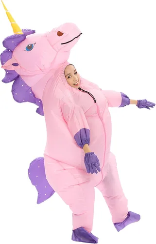 Vista 3 de Disfraz inflable de unicornio para Halloween (tamaño mediano)
