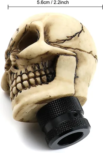 Vista 4 de Perilla de palanca de cambios en forma de calavera, de resina, para autos manuales o automáticos, Beige