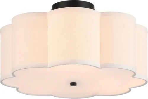 Vista 18 de VONLUCE Lámpara de techo semiempotrada de 12.6 pulgadas, moderna lámpara de techo de 3 luces con pantalla en forma de pétalos blancos, 3 enchufes