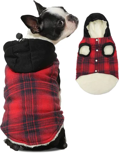 Vista 26 de vecomfy - Sudadera con capucha para perro, forro polar y algodón, extra cálida, para invierno, chaqueta para perro pequeño, abrigos con capucha