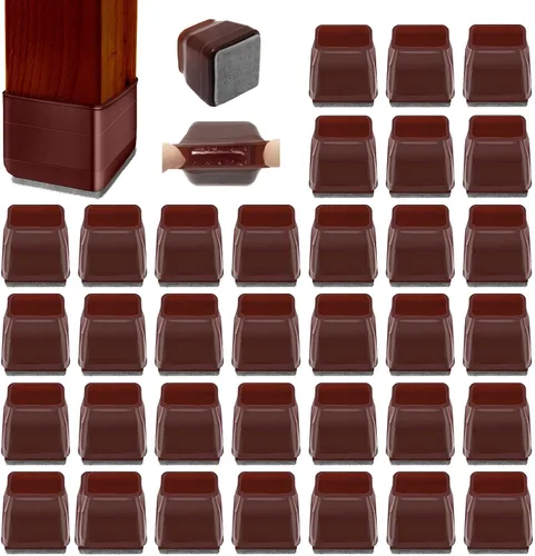 Vista 10 de 36 protectores cuadrados para patas de silla, almohadillas de fieltro de alta elasticidad para suelos de madera dura, protectores de piso