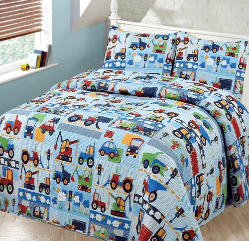 Vista 6 de Kids Zone Collection - Juego de colcha acolchada para niños y adolescentes, diseño de baloncesto y fútbol, azul marino y blanco, tamaño individual
