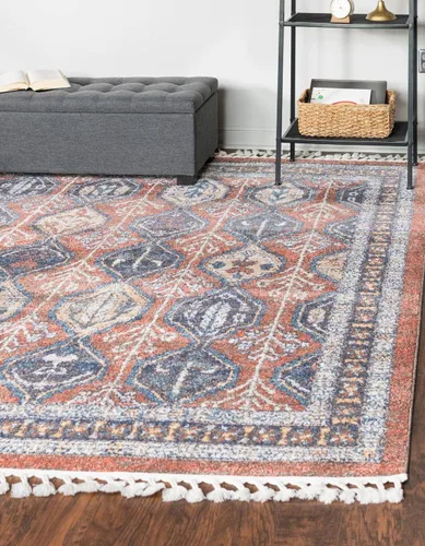 Vista 9 de Unique Loom Aramis Collection - Alfombra de área (2 pies x 3 pies 1 pulgada, rectangular, rojo óxido/azul)