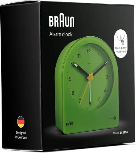 Vista 4 de Braun Reloj despertador analógico clásico con repetición y retroiluminación continua, movimiento de cuarzo silencioso, esfera fácil de leer, alarma