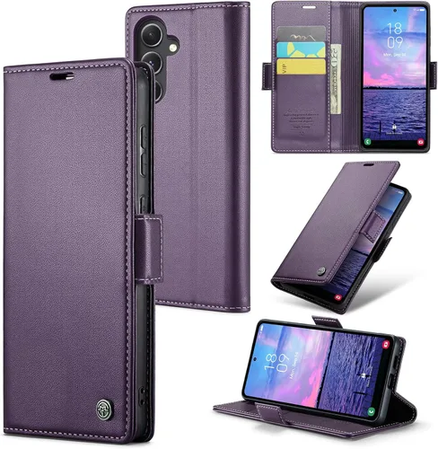 Vista 28 de Funda tipo cartera compatible con Samsung Galaxy S23, de piel sintética, con función atril y tarjetero para Galaxy S23 5G de 6.1 pulgadas (negro)