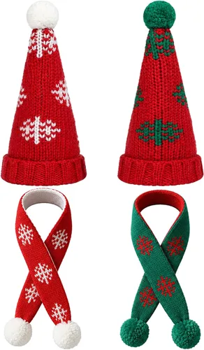 Vista 7 de Bencailor Paquete de 4 sombreros de Navidad para muñecas, color brillante