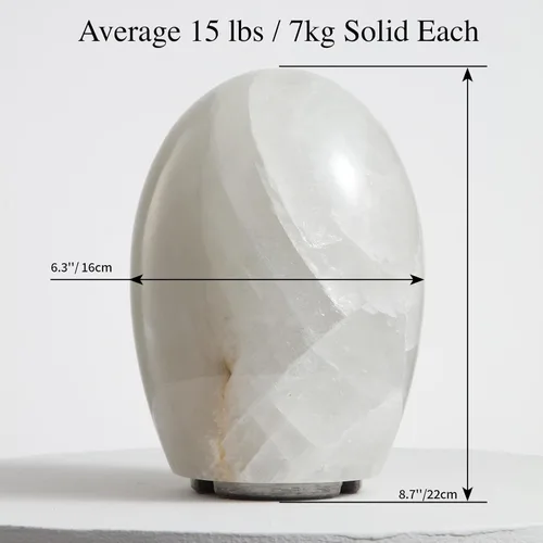 Vista 6 de Lámpara de piedra de calcita natural, cristal sólido de 15 libras (15.4 lbs), lámpara de mesa única hecha a mano, brillo cálido y regulable