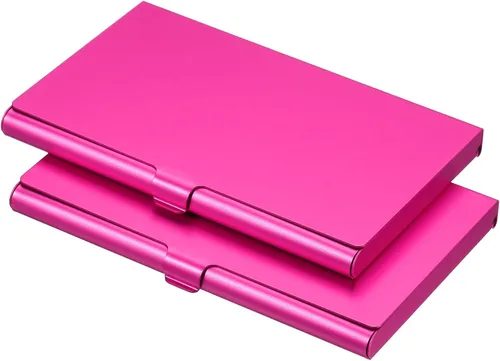 Vista 10 de PATIKIL Portatarjetas de visita, 2 piezas de aleación de aluminio, funda delgada para tarjetas de nombre para mujeres y hombres, color negro