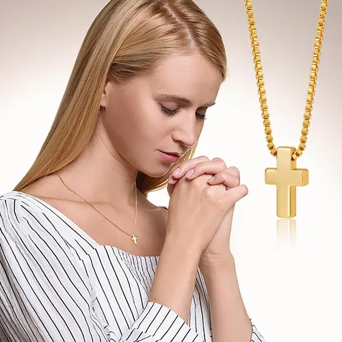 Vista 5 de Cross Necklace for Womens, 14K Gold Plated Dainty Gold Necklaces Sterling Silver Small Cross Pendant Faith Necklace Simple Gold Necklace Jewelry