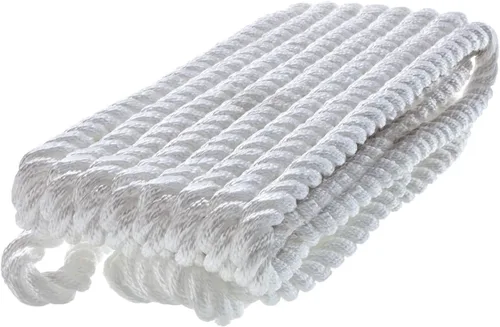 Vista 2 de Attwood 11715-7 Premium 3-Strand Twisted Nylon Dock Line, 1/2-Inch Thick, 25 Feet Long, Pre-Spliced One End, White (Pack of 2)
