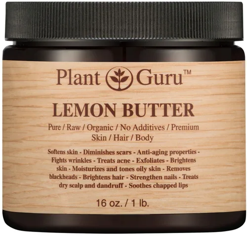 Vista 2 de Mantequilla corporal de limón 4 oz. 100% pura cruda, fresca y natural, prensada en frío. Hidratante para la piel, cuerpo y cabello, cremas