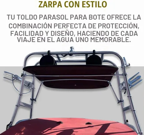 Vista 7 de FASWORX Soportes universales para barcos Bimini en torre de wakeboard, lona superior 600D Bimini, marco y abrazaderas, toldo universal