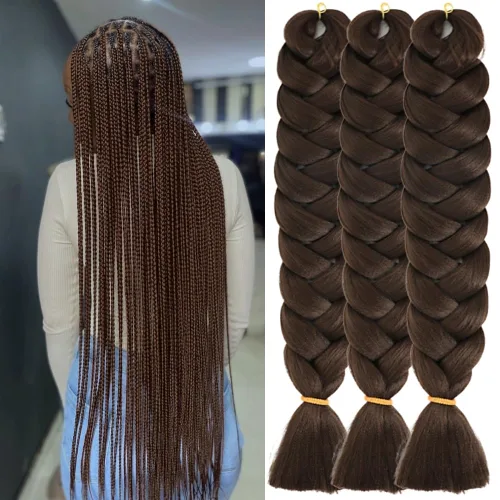 Vista 67 de Pelo corto negro trenzado preestirado de 14 pulgadas para trenzas sin nudos, pelo sintético 1B trenzado para trenzas Bob Box