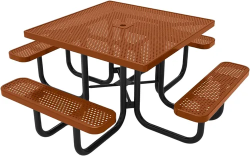 Vista 121 de COATEDOUTDOORFURNITURE Mesa de picnic cuadrada de 46 pulgadas, expandida, color negro