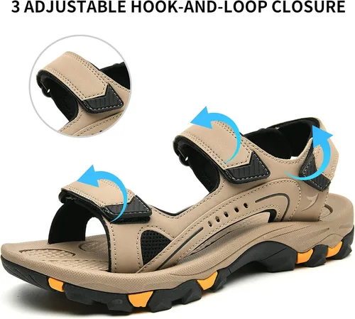 Vista 3 de Men's Athletic Hiking Walking Sandals Non-slip Water Resistant Lightweight Comfortable Beach Shoes BlackGrey 7.5-13