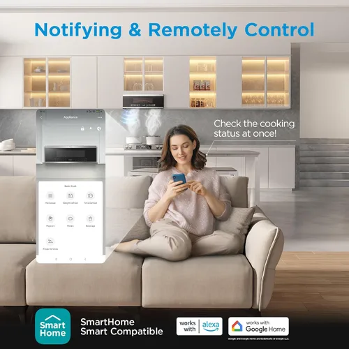 Vista 4 de Midea MMO12S3ASTZ Microondas de sobremesa, 1.2 pies cúbicos Microondas delgados con cocción por sensor, Microondas de acero inoxidable, 1000W