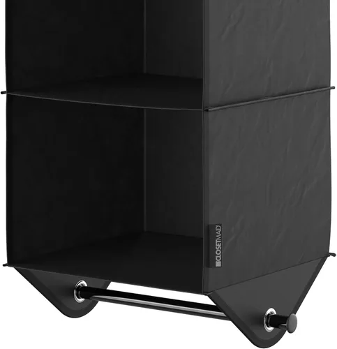 Vista 5 de ClosetMaid Organizador de armario colgante de tela de 3 estantes con barra de ropa para camisas, suéteres, pantalones, sombreros, zapatos, monederos
