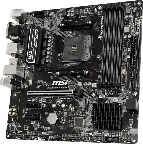 Vista 6 de MSI ProSeries AMD Ryzen 2ª y 3ª generación AM4 M.2 SATA 6Gb/s USB 3 DDR4 D-Sub DVI HDMI Micro-ATX placa base (B450M PRO-VDH Max)