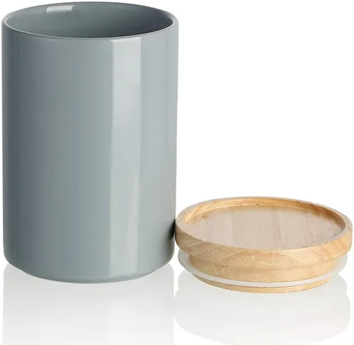 Vista 65 de Botes de Cocina Sweejar Tarro de Cerámica para Almacenamiento de Alimentos, Contenedores Apilables con Tapa de Madera de Sellado Hermético