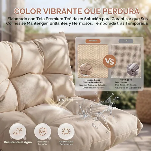 Vista 5 de RADIATA Silla de huevo al aire libre con soporte, silla colgante de mimbre Dorado/Beige
