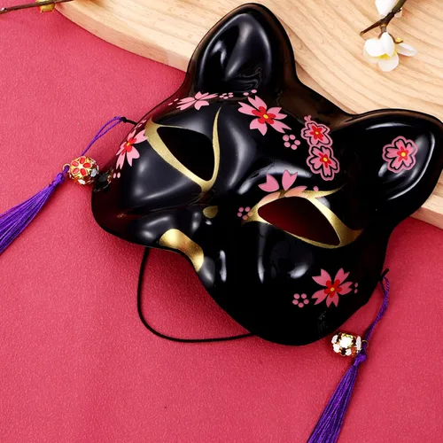 Vista 8 de Toyvian 2 máscaras de gato para cosplay, máscara de animal, media cara, fiesta de máscaras, accesorios de disfraces, disfraz de Halloween, mujeres
