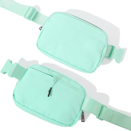 Vista 7 de Riñonera con cartera para tarjetas para mujeres y hombres, cangurera Everywhere con correa ajustable, mini cangureras unisex a la moda, Verde