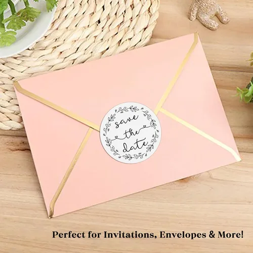 Vista 3 de 120 paquetes de adhesivos para guardar la fecha de boda, sellos redondos de 4 cm para sobres de invitación, etiquetas elegantes de boda