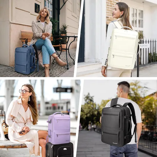 Vista 7 de BALEINE Mochila de Viaje para Mujeres y Hombres, Mochila Grande y Resistente de Equipaje de Mano para Laptop, Regalos para Negocios, Casual, Fin