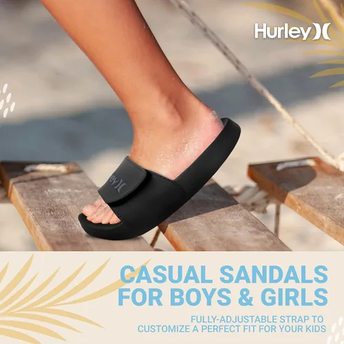Vista 2 de Hurley Naia - Sandalias de deslizar para niñas y niños, pantuflas de puesta fácil con correa ajustable, sandalias para niños