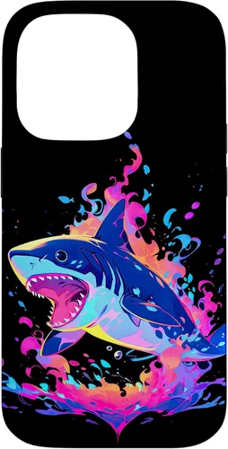 Vista 17 de iPhone 16 Colorful Shark, Spirit Animal, Multicolor Art, Case