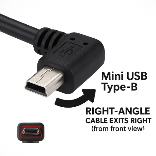 Vista 9 de 3M USB A a Mini B Cable USB de 90 grados de sincronización de datos con 5 clips de cableado para Nextbase Dash Cam Car GPS Navigator DVR Cámara