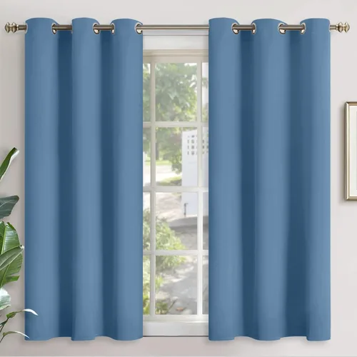 Vista 8 de YoungsTex - Cortinas blackout cortas, aislamiento térmico, ojales, oscurecen la habitación, privacidad, para cámper, sótano, cocina y baño, 2 Gris