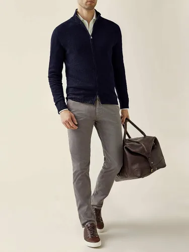 Vista 4 de Makkrom Suéter de punto con cremallera completa para hombre, de manga larga, informal, ajustado, para invierno