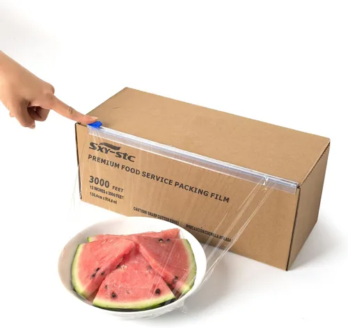 Vista 8 de Envoltura de plástico para alimentos, lo suficientemente gruesa para uso diario, más fuerte para uso comercial, duradera con cortador deslizante