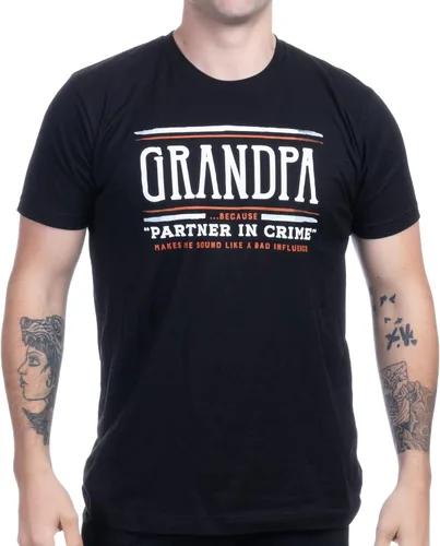 Vista 2 de Grandpa, Because Partner in Crime Sounds Like Bad Influence Camiseta divertida del día del padre, camiseta de abuelo