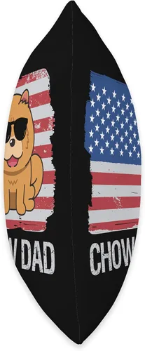 Vista 2 de Chow Chow Lover Apparel American USA Flag Funny Chow Dog Dad Throw Pillow, 18x18, Multicolor