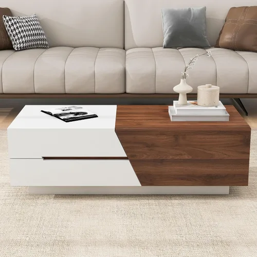 Vista 23 de Mesa auxiliar elevable, mesa auxiliar multifuncional con estantes abiertos, mesa de comedor moderna para sala de estar, oficina en casa (negro #004)