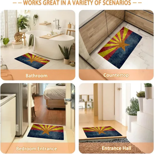 Vista 7 de Tapete para puerta delantera con bandera de Arizona, 30 x 17 pulgadas, decoración para interiores y exteriores, tapete de bienvenida antideslizante