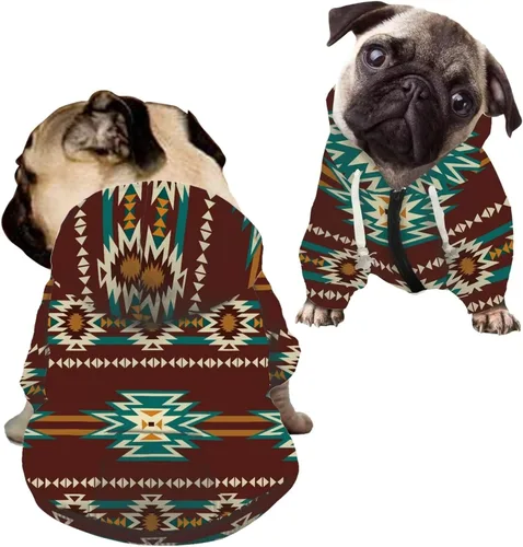 Vista 13 de Howilath Sudaderas con la bandera estadounidense para perros medianos, abrigo de invierno con diseño de pata de cachorro, ropa cálida con capucha